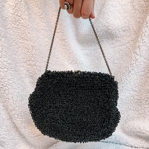 vintage black beaded purse